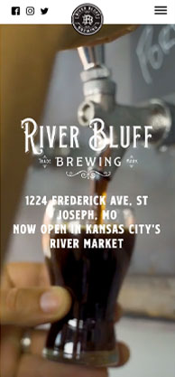 River Bluff Brewing website shown on a mobile device
