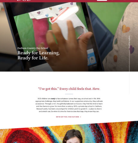 Dedham Country Day School website homepage