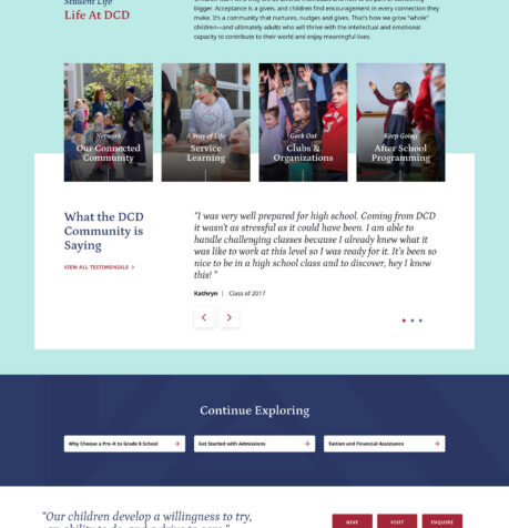 Dedham Country Day School website – student life