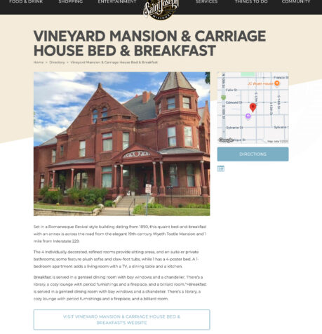 Downtown St. Joseph, Missouri website – single business listing