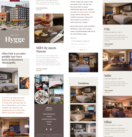 The Elliot Park Hotel website screenshot (mobile view)